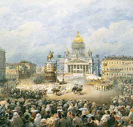The solemn unveiling of the monument to Nicholas I in St. Isaac´s Square, 1859