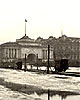Electric tram going across the frozen Neva. Photograph dated 1890s